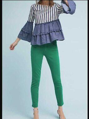 New 25 Anthropologie x Pilcro and the Letterpress skinny ankle jeans in green